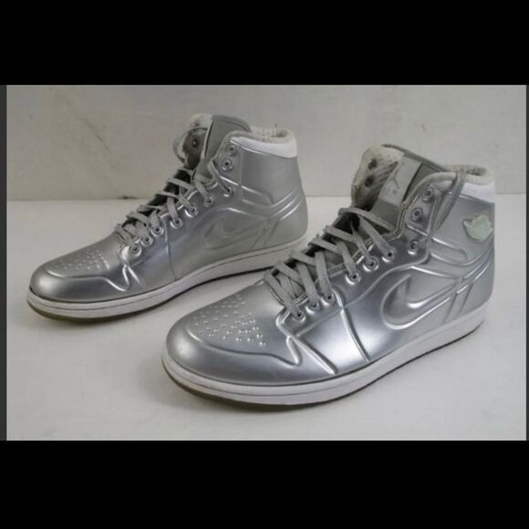 Air Jordan Aj 1 Anodized 414823 001 Metallic Silver Platinum  MEN Size 10.5 - Picture 5 of 12